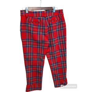 Vineyard Vines‎ Jolly Plaid Ruffle Cocktail Pants Calypso Red Size 4